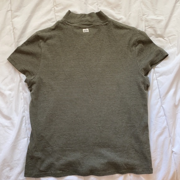 Green Stripped Mock Neck Volcom T-shirt - Picture 5 of 5